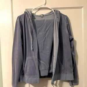 Fashion nova light blue velour jogger set with cropped hoodie